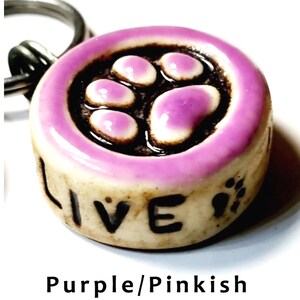 Paw Print Dog Tag. Custom. High-Fired Ceramic. Guaranteed Fur Life. Quiet, Lightweight, OOAK. Phone number carved into back image 3