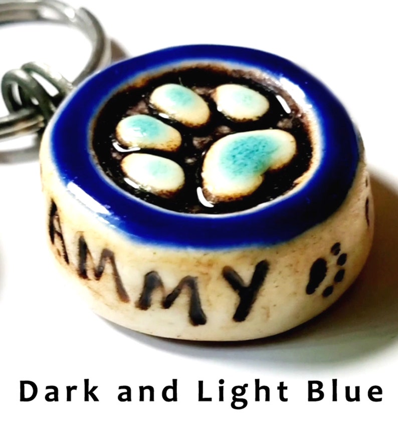 Paw Print Dog Tag. Custom. High-Fired Ceramic. Guaranteed Fur Life. Quiet, Lightweight, OOAK. Phone number carved into back image 5