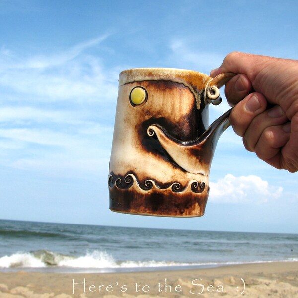 On Sale.  Large Coffee Mug.  Handmade Porcelain.  'Unearthly I'.