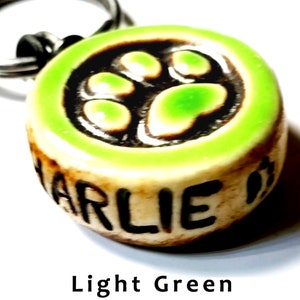 Paw Print Dog Tag. Custom. High-Fired Ceramic. Guaranteed Fur Life. Quiet, Lightweight, OOAK. Phone number carved into back image 4
