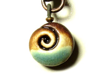 Celtic Spiral Necklace. Choose Light Blue or Green splash. Any length. Durable. Lightweight. Waterproof. Each is one of a kind