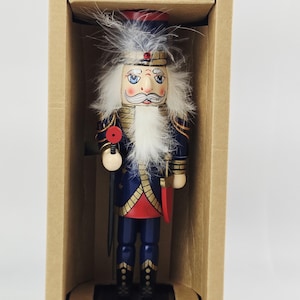 Vintage 1994 Nutcracker Knight Figure, Wooden Christmas Soldier Statue, Original Box