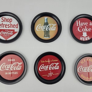 コカコーラ　メタル　コースター　アメリカンダイナー ビンテージ Set of 6 Tin Coca Cola Coasters, Collectable Tin - Etsy