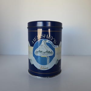 Vintage 1989 Hershey’s Kisses Blue Tin | Collectible Candy Container | Hershey Foods Corporation