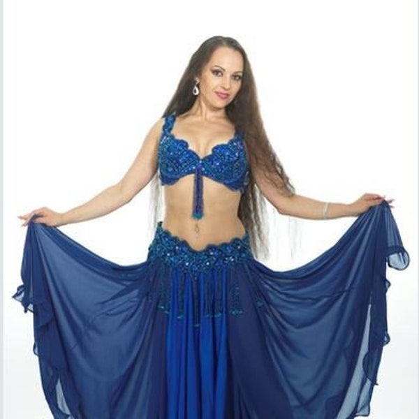 Traje de danza del vientre de cristal azul