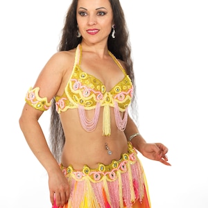 Pink Yellow Belly Dance Costume