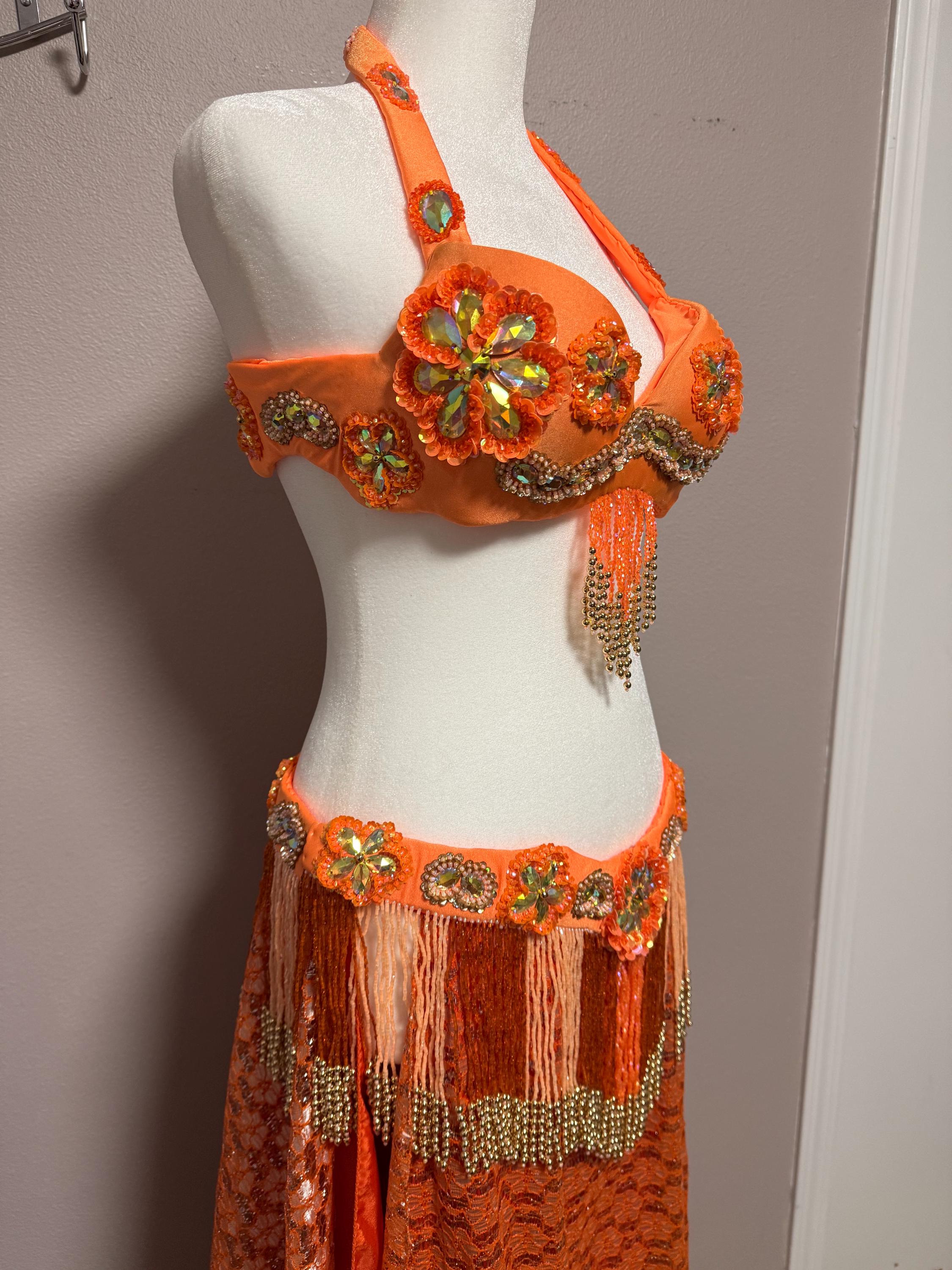 Orange Belly Dance Outfit - Etsy
