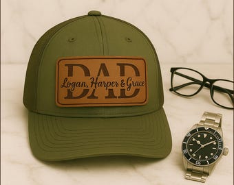 Gorra de papá personalizada con nombre para niños, gorra de camionero con parche de cuero personalizado, gorra de papá personalizada para niños, gorra snapback para abuelos, regalos para el Día del Padre