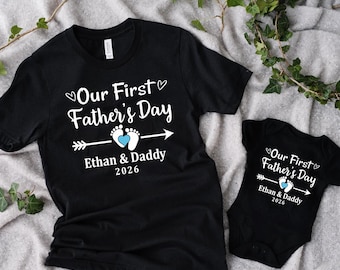 Camiseta personalizada para el primer Día del Padre, camisetas a juego para papá e hijo, camiseta personalizada para papá primerizo 2026 y body para bebé, regalo único para el Día del Padre.