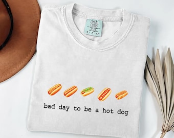 Camiseta Comfort Colors Bad Day to Be a Hot Dog, Camiseta minimalista retro de perrito caliente, Camiseta divertida de verano para barbacoa con cuello redondo, Regalo para el Día de los Caídos y el 4 de julio