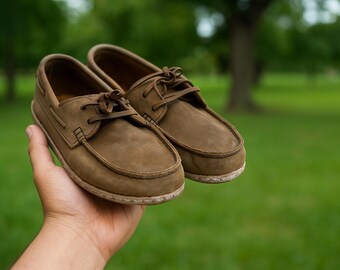 Zapatos descalzos de conexión a tierra para mujer, hechos a mano en cuero, planos minimalistas con puntera ancha, calzado ecológico para caminar.