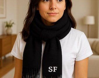 Personalized Christmas Scarf, Custom Embroidered Initial Scarf, Wedding Winter Luxury Scarf, Women's Holiday Shawl, Perfect Christmas Gift