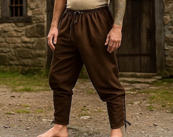 Pantalones medievales para LARP, pantalones de algodón renacentistas vikingos, pantalones auténticos para disfraz de pirata, pantalones históricos de Halloween para adultos.