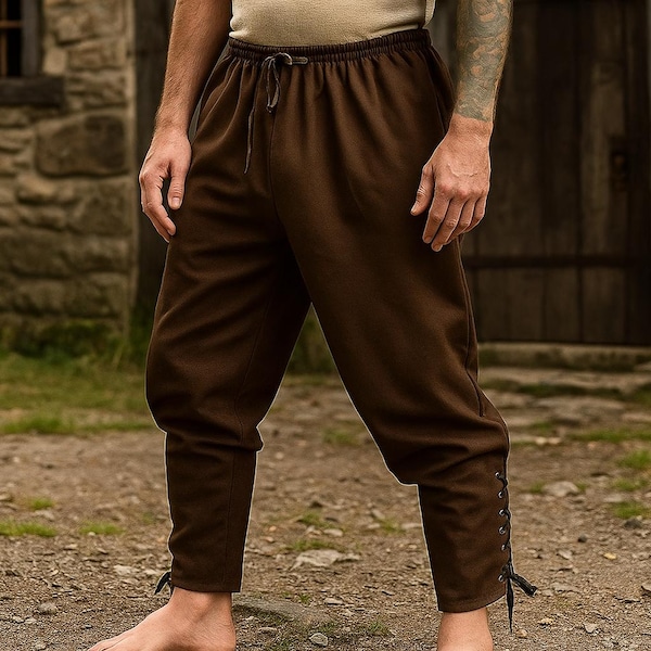 Pantalones medievales para LARP, pantalones de algodón renacentistas vikingos, pantalones auténticos para disfraz de pirata, pantalones históricos de Halloween para adultos.