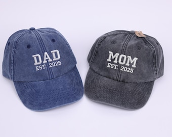 Gorra de papá bordada personalizada, gorra vintage de papá con fecha de estimación personalizada de 2025, gorra de béisbol para abuelo, regalo especial de cumpleaños para papá, regalo para el Día de la Madre