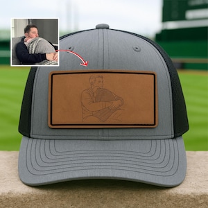 Personalized Grandpa Leather Patch Hat, Custom Kids Names Engraved Hat, Father's Day 2026 Legacy Gift | Rugged Outdoor Trucker Cap Grandpa