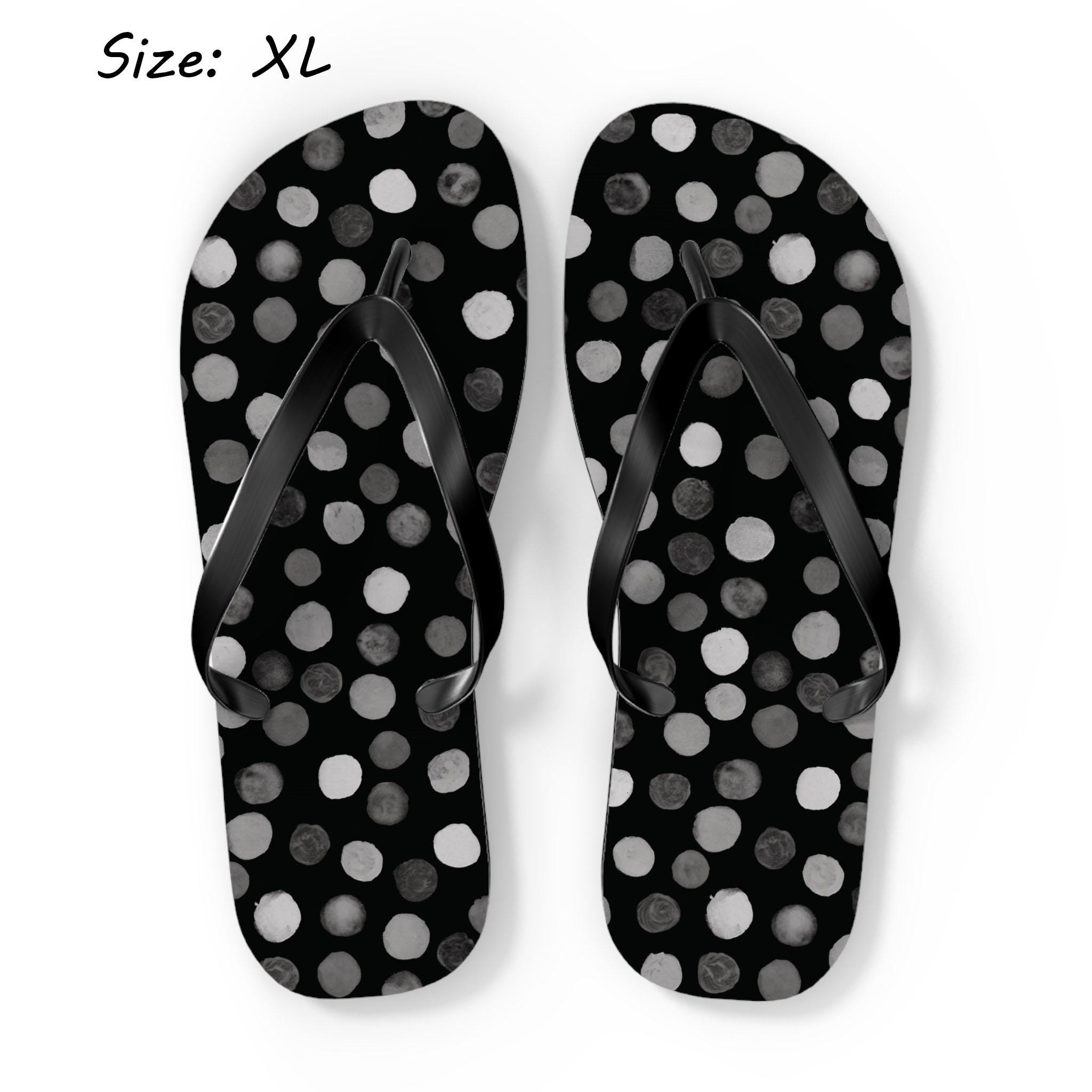 Black & White Polka Dot Flip Flops - Hand-painted Watercolor Design - Etsy
