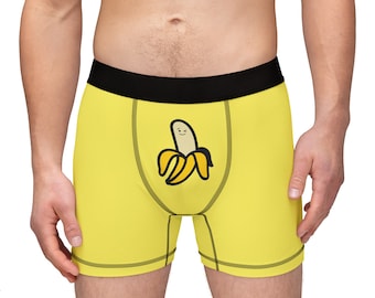 Men&#39;s Boxers with Smiling Banana! / yellow banana underwear / banana winks underwear / joy and positivity