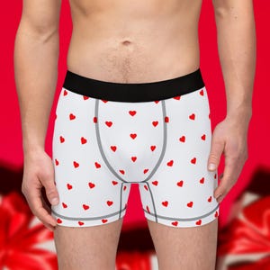Red Hearts Men's Boxer Briefs: Polyester Spandex Underwear