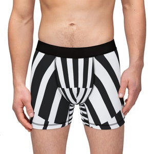 Men's Boxer Briefs: Black and White Pattern, Antimicrobial Fabric