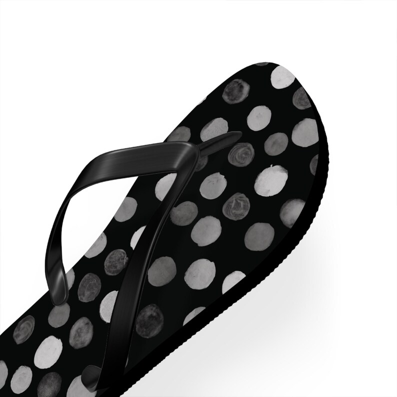 Black & White Polka Dot Flip Flops - Hand-painted Watercolor Design - Etsy