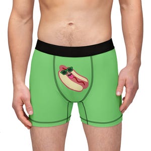 Men&#39;s Boxers with Hot Dog! / Hot Dog Men&#39;s Underwear / Sausage with ketchup / Funny Sausage in glasses / sausage licks ketchup