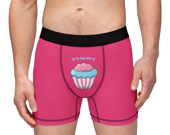 Men&#39;s Boxers with cake &quot;Yummy&quot; / delicious cake men&#39;s underwear