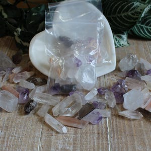 Mixed Crystal Points Bag: Amethyst, Quartz, Red Fire Quartz - Jewelry Making