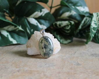 Prehnite Epidote Sterling Silver Pendant Gemstone Pendant Metaphysical Jewelry Birthday Gifts New Age Jewelry Gifts for Her Anniversary Gift