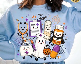 Halloween Nurse Crew Png, Preppy Halloween Nurse Png, ER Nurse Png, Spooky Medical Png, Halloween Nurse Shirt Design Png