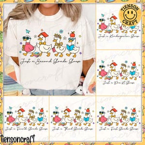 Back to School Silly Goose PNG Bundle, Coquette Teacher First Day of School Shirt,Preppy Floral, Pre-k 1st/2nd/3rd/4th Grade, Digital Design