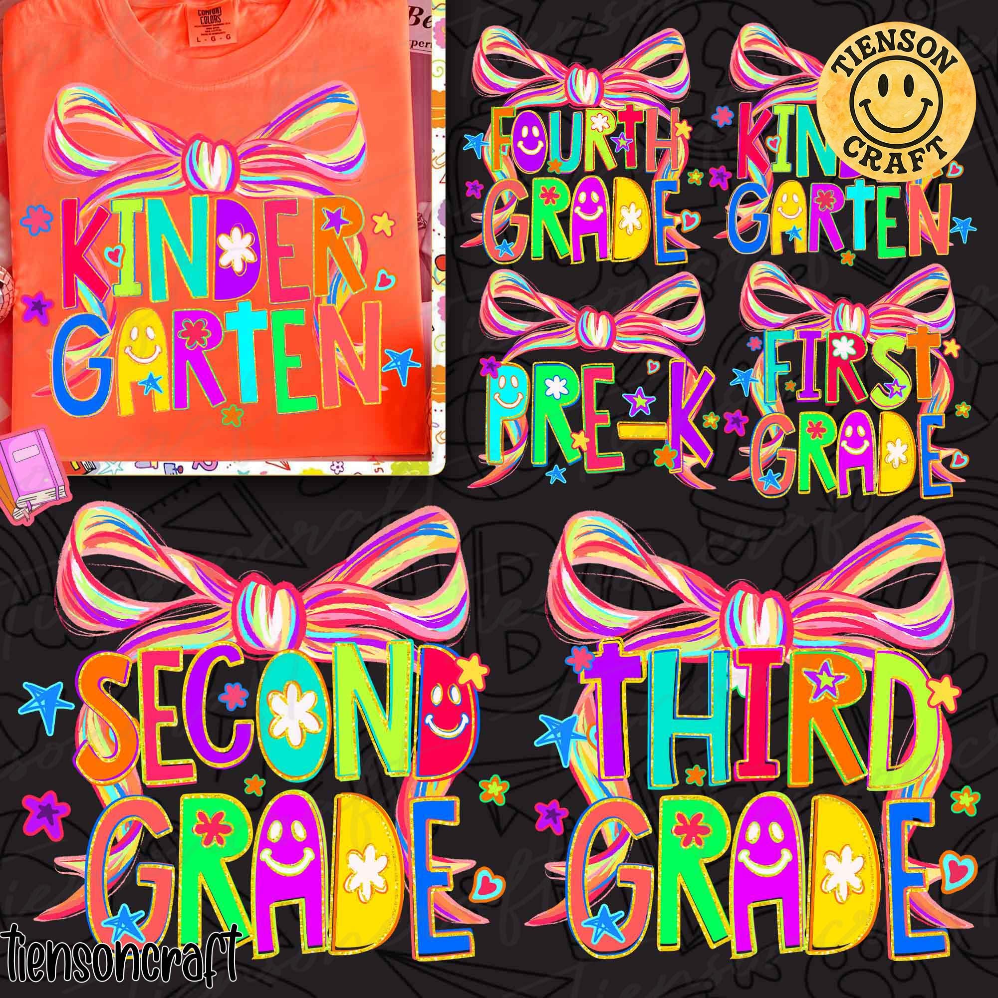 Preppy Back To School PNG Bundle, Coquette School First Day, Teacher PNG, Girly Png, Preppy School Png, All Grades, Shabby, Digital Design