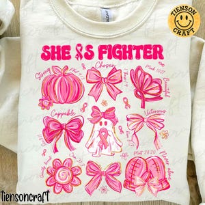Preppy Breast Cancer She Is A Fighter Png Design, Breast Cancer Bible Verse Png, Breast Cancer Png, Cancer Awareness Design, Digital Design