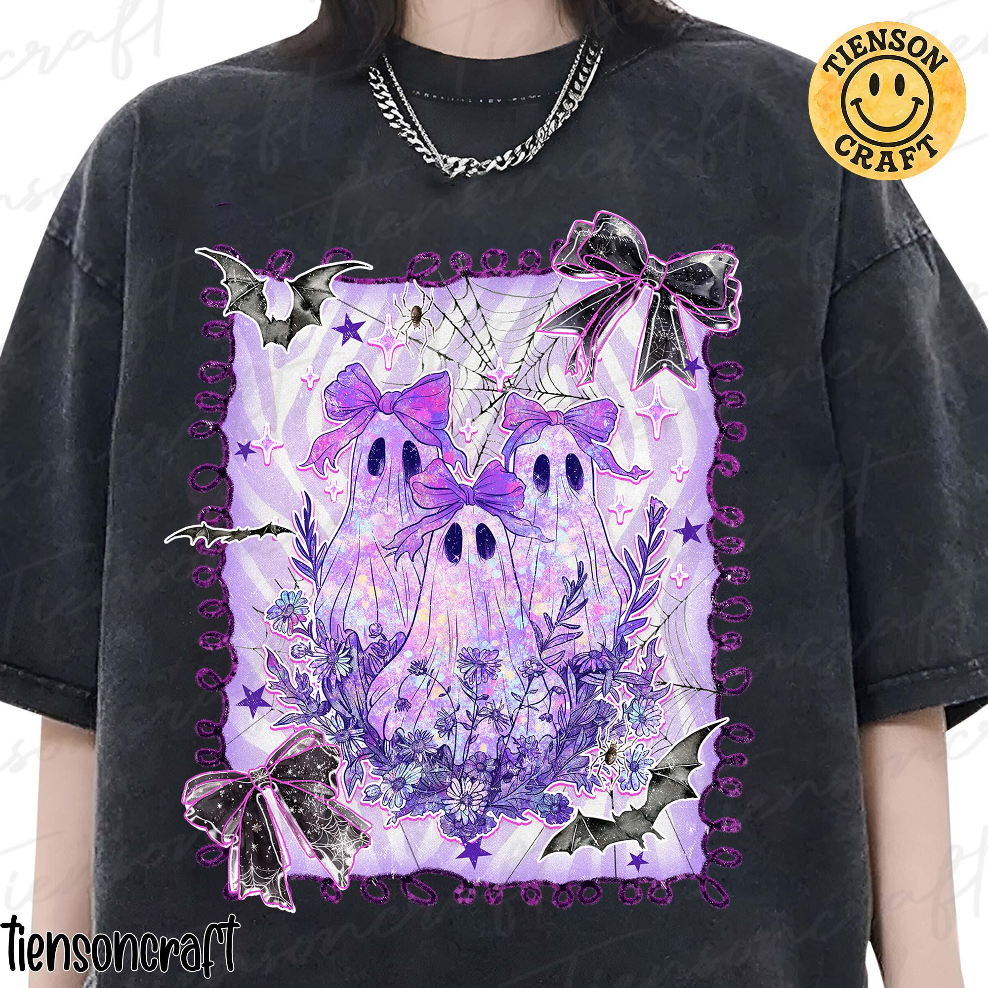 Preppy Floral Spooky Png, Iridescent Ghost PNG, Coquette Halloween, Preppy Halloween PNG, Girly Halloween Png, Cute Ghost , Digital Design