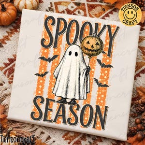 Summerween Ghost PNG, Retro Halloween Design, Spooky Season Skeleton Pumpkin Shirt Graphic, Cute Fall Halloween PNG, Digital Design