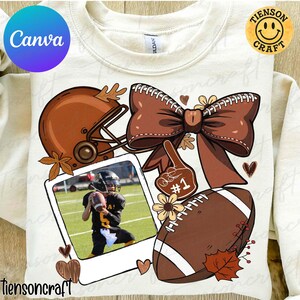 カスタムCanvaテンプレート 秋のフットボール写真挿入Png、トレンドPng、フットボールママPng、コケットフットボール、秋のフットボールCanva、デジタルデザイン
