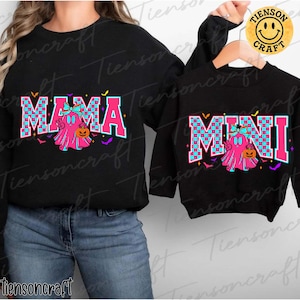 Halloween Neon Mama Mini Png, Halloween Neon Checkered Png, Spooky Mama Png, Spooky Season Png, Halloween Cute Neon Ghost, Digital Design