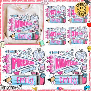 Custom School Back to School Preschool 1st 2nd 3rd Pennant PNG, Preppy Lace Coquette Girl Name png, Cute Name For Children, Digital Design