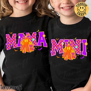 Halloween Neon Mama Mini Png, Halloween Neon Checkered Png, Spooky Mama Png, Spooky Season Png, Halloween Cute Neon Ghost,  Digital Design