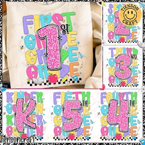 Teacher Appreciation Png, Back To School Png Bundle, Grade School Png, Pre-k 1st/2nd/3rd Grade, Coquette First Day Of School, Digital Design