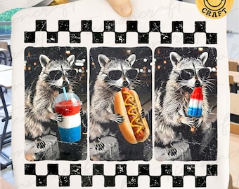 Procione del 4 luglio PNG, bandiera americana patriottica, animale USA retrò, maglietta per bambini del Giorno dell'Indipendenza PNG, design carino della libertà, design digitale