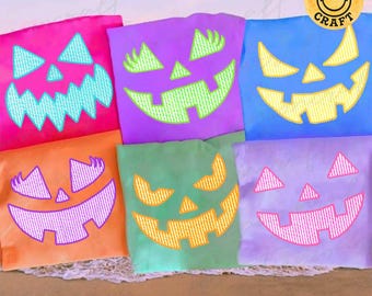 Preppy Seersucker Pumpkin Face Neon PNG, Girly Halloween Jack O Lantern Sublimation, Bright Fall Shirt Design with Lashes, Digital Design
