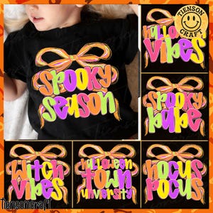 Spooky Season Bundle Png, Preppy Halloween Coquette Bow Png, Neon Halloween Brushstroke Design, Girly Spooky Cute Ghost Png, Digital Design
