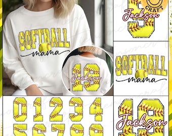 Gepersonaliseerde softbal mama png, aangepast gameday softbalontwerp, softbal moeder sublimatie png, kindernaam toevoegen, digitaal ontwerp