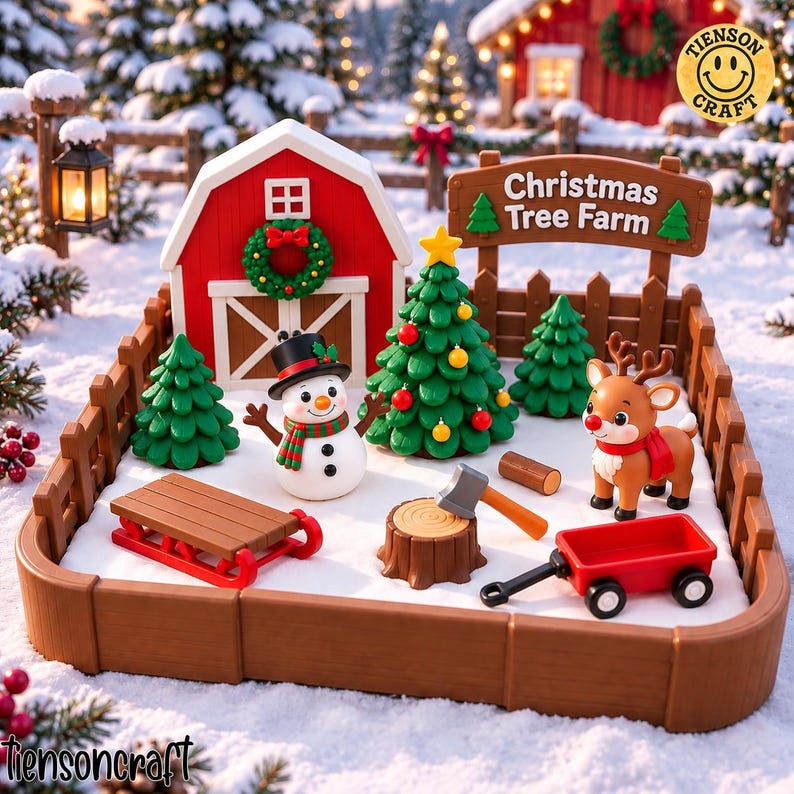 Christmas Farm Playset 3D STL File, Christmas Sensory, Holiday Pretend ...