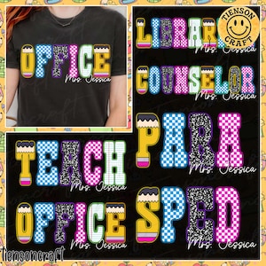 Neon Checkered Teacher/Para/Sped PNG, Teacher Back to School PNG Neon Disstressed, Coquette Teacher , Hand Drawn, Colorful, Digital Design