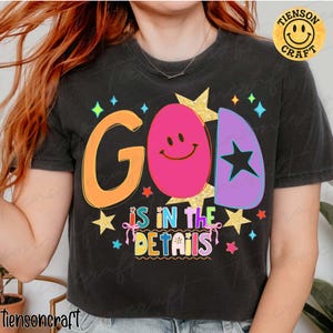 Preppy God is in the Details Glitter PNG, Religious PNG, Trendy Png, Neon Smiley Png, Millennial , Coquette, Hand Lettered, Digital Design