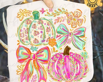 Preppy Grandmillennial Pumpkin PNG, Grandmillennial Coquette PNG, Fall PNG, Pumpkin Png, Fall Bow Png, Grand Png, Trendy Png, Digital Design
