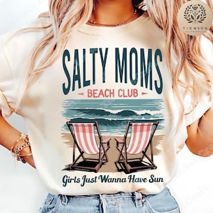 Retro Salty Moms Beach Club Png, Trendy Summer Vibes Png, Aesthetic Beach Shirt Design Png, Retro Beach Girl Png, Funny Sarcastic Mama Png