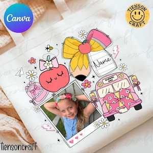 Add Your Photo Boys Girls Kids Coquette Png, CANVA School With Name Png, Personalized Back To School Toddler Shirt Design, Digital Design